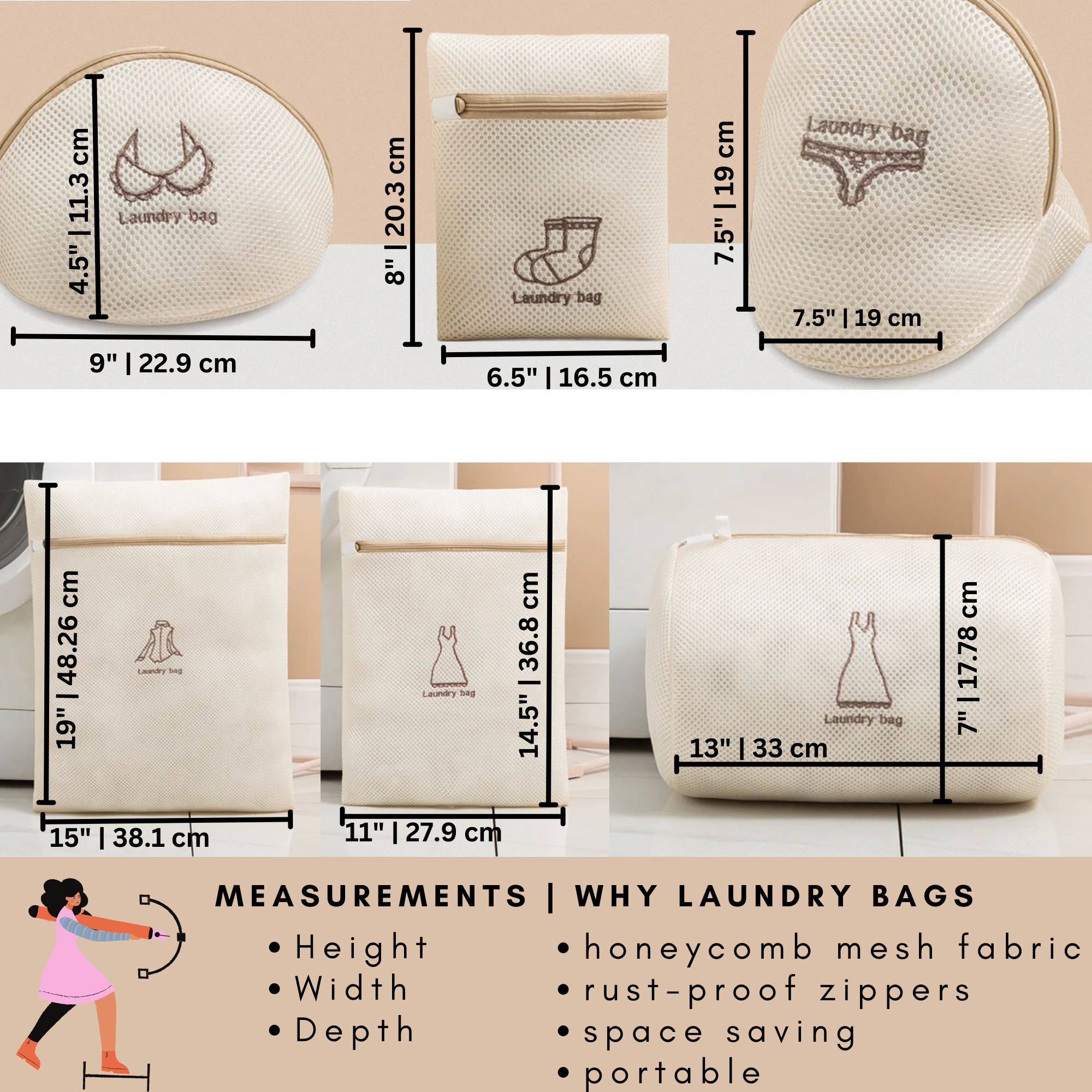 Laundry Mesh Bag Bundle, Beige - Set of 6 – Closet Spice