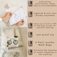 Laundry Mesh Bag Bundle, Beige - Set of 6
