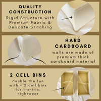 Drawer Storage Fabric Organizer Boxes, Beige - Set of 6