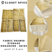 Drawer Storage Fabric Organizer Boxes, Beige - Set of 6