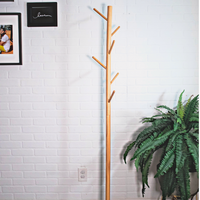 Coat Tree Rack - 6 Hooks - Natural