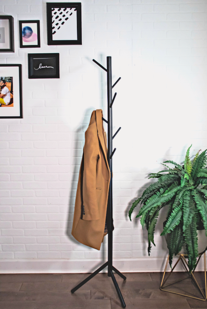 Coat Tree Rack - 6 Hooks - Black