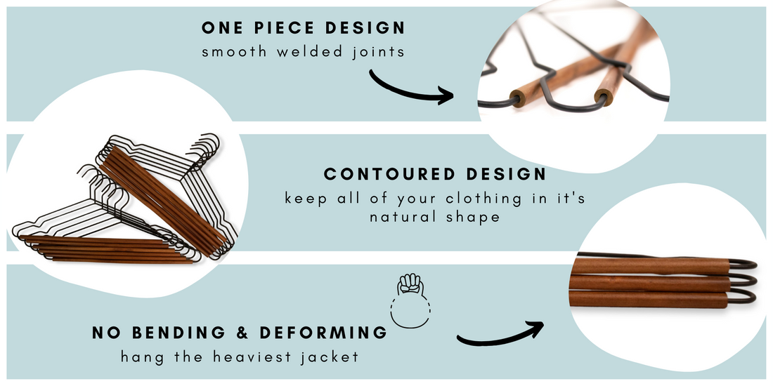 Frosted Metal Suit Hanger - Set of 12 (Black/Walnut)