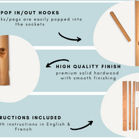 Coat Tree Rack - 6 Hooks - Natural