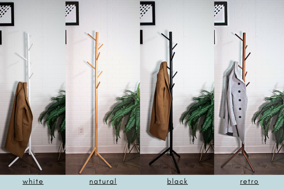 Coat Tree Rack - 6 Hooks - Natural