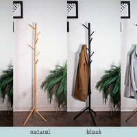 Coat Tree Rack - 6 Hooks - Natural