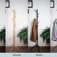 Coat Tree Rack - 6 Hooks - Black