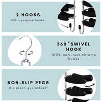chrome tie hangers, tie hangers with 24 non slip pegs to hang 24 ties with extra 2 hooks for belt and other accessories
