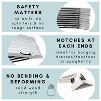 modern white wooden hangers with black chrome non slip pant bar and black chrome 360 degree hook, minimalist design white hangers with black chrome hardware.