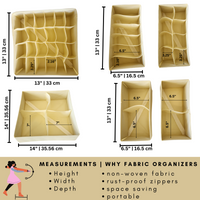 Drawer Storage Fabric Organizer Boxes, Beige - Set of 6
