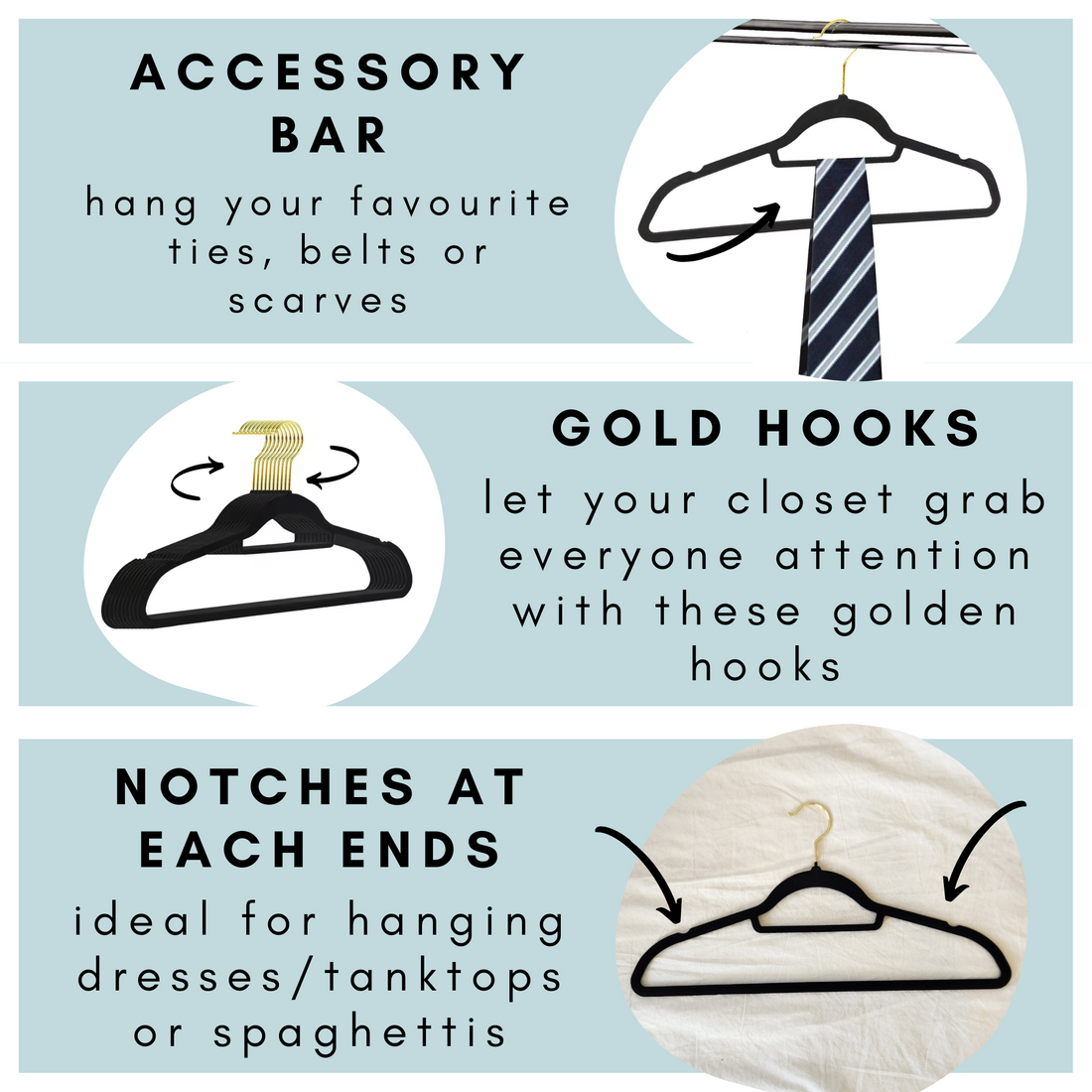 slim velvet hangers with gold hooks at Closet Spice, available all over Canada