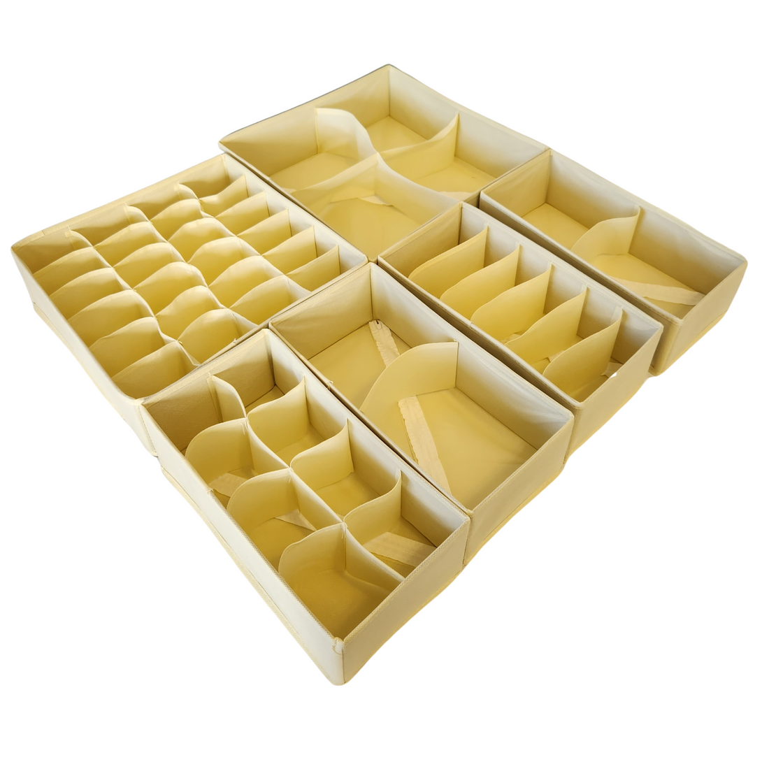 Drawer Storage Fabric Organizer Boxes, Beige - Set of 6