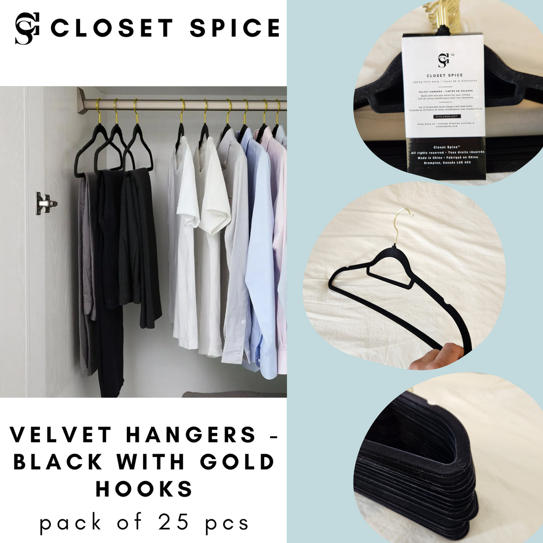 ultra amazon basic velvet hangers made by Closet Spice in Canada