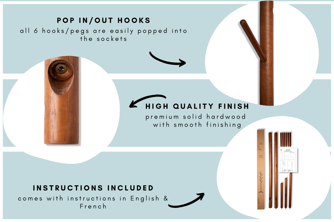 Coat Tree Rack - 6 Hooks - Retro