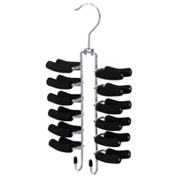 chrome tie hangers, tie hangers with 24 non slip pegs to hang 24 ties with extra  2 hooks for belt and other accessories