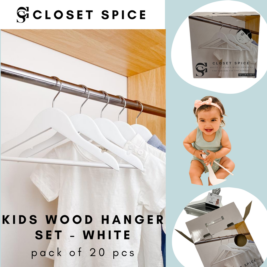 Kids White Wooden Hangers - Pumpkin and Bean