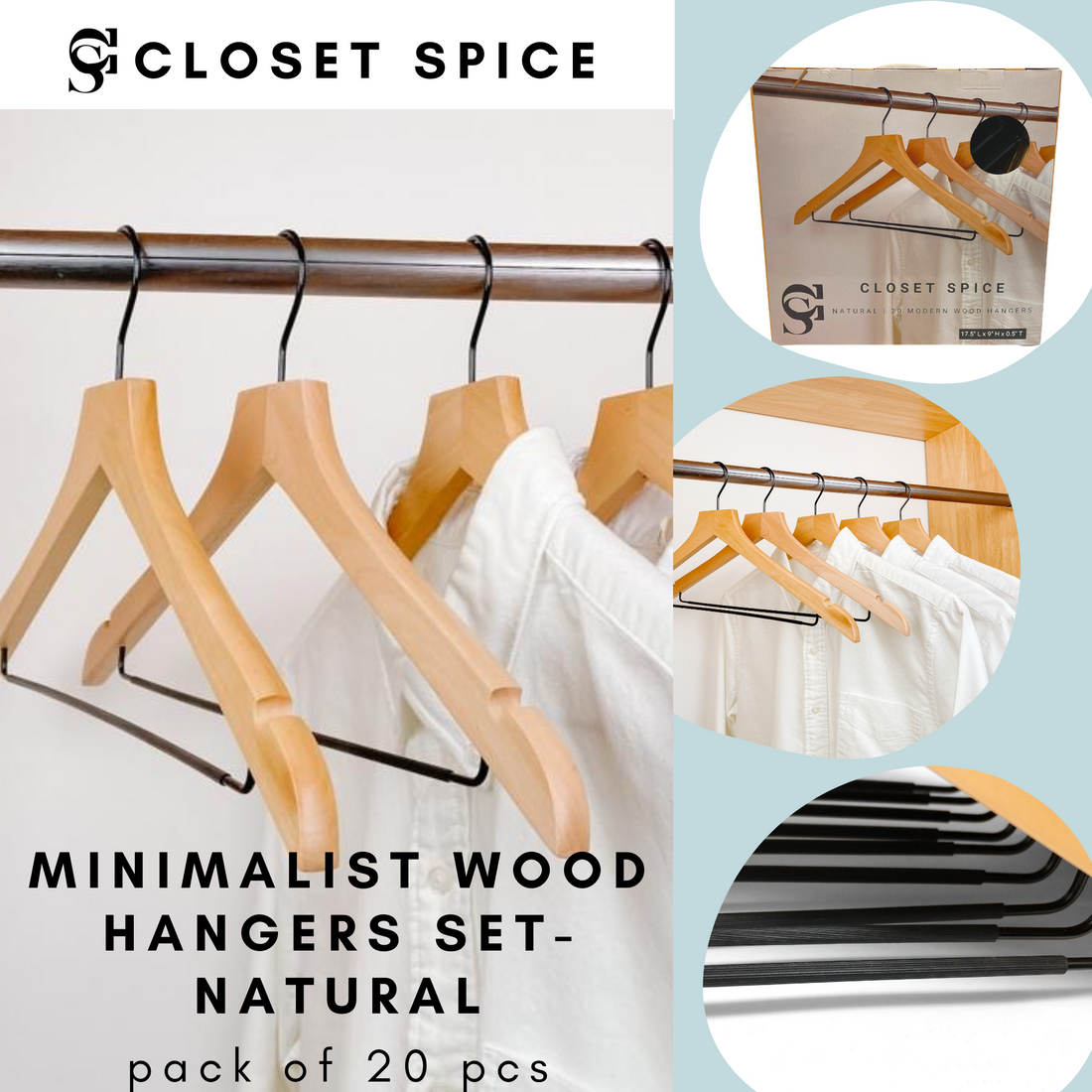 Closet Spice Kids Natural Wood Hangers