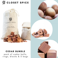 Cedar Care Bundle - Pack of Cedar Balls, Blocks, Rings & Sachet Bags